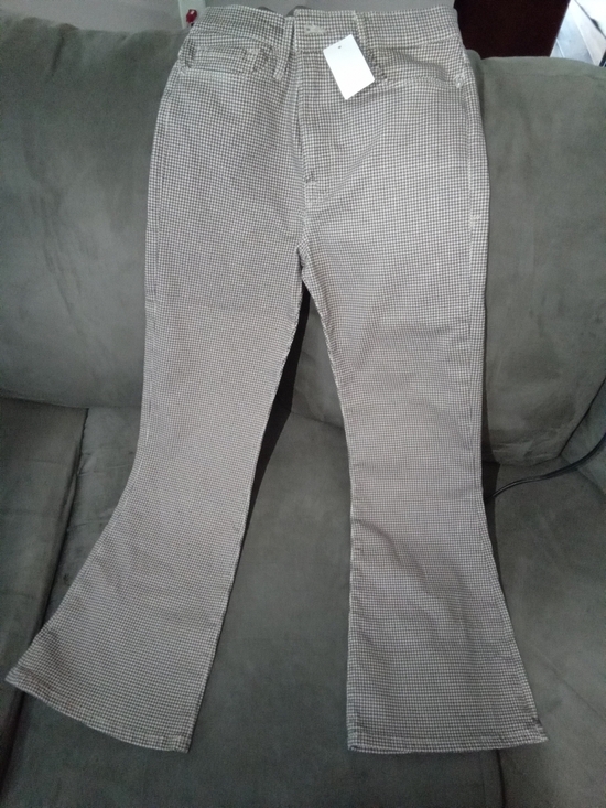 Frame Denim Pants - High-Waist Flared Houndstooth Pants - Brown